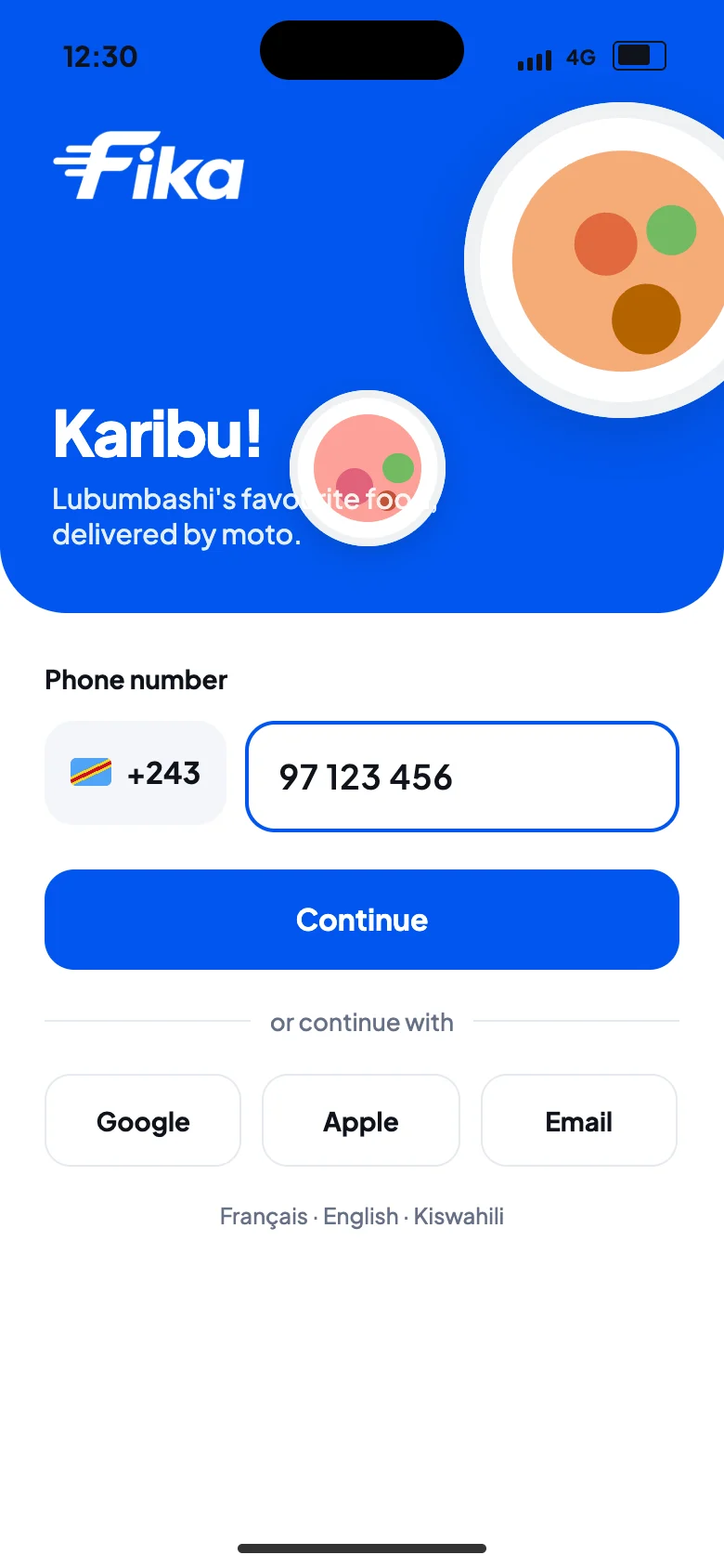 Sign in with your number